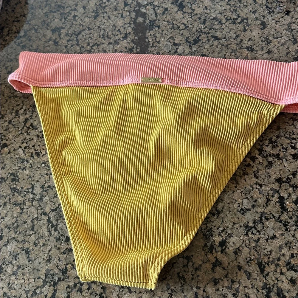 Billabong Yellow Bikini Bottom with Pink Waistband NWT - Picture 3 of 3